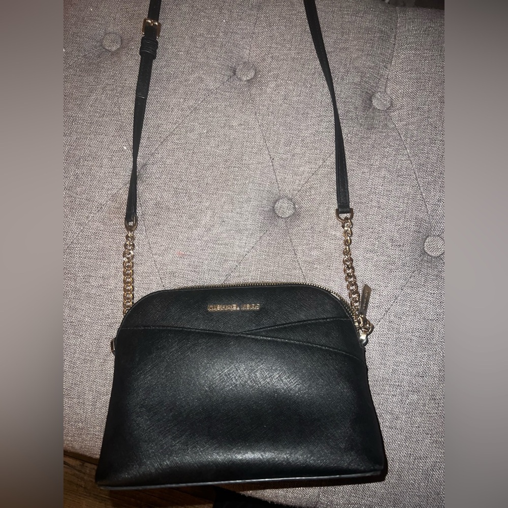 Michael Kors Black Crossbody Bag with Gold Accents